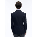Fursac - Blazer En Toile De Laine Bleu Marine - Bleu