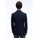 Blazer de lona de lana azul marino - Azul