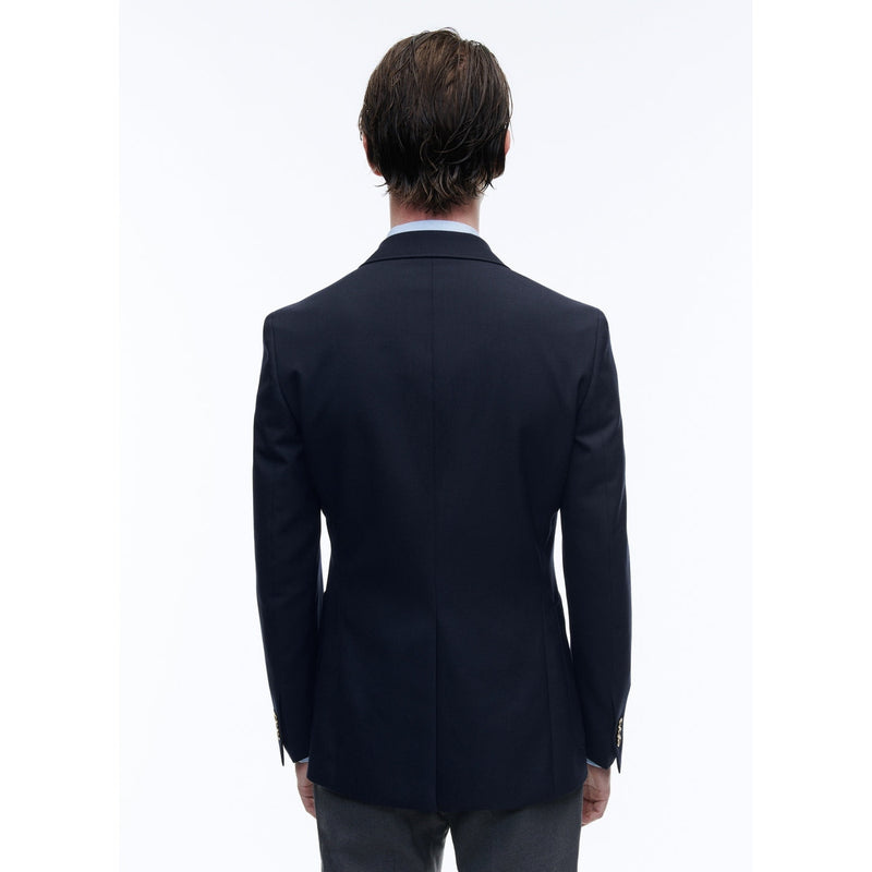 Blazer de lona de lana azul marino - Azul