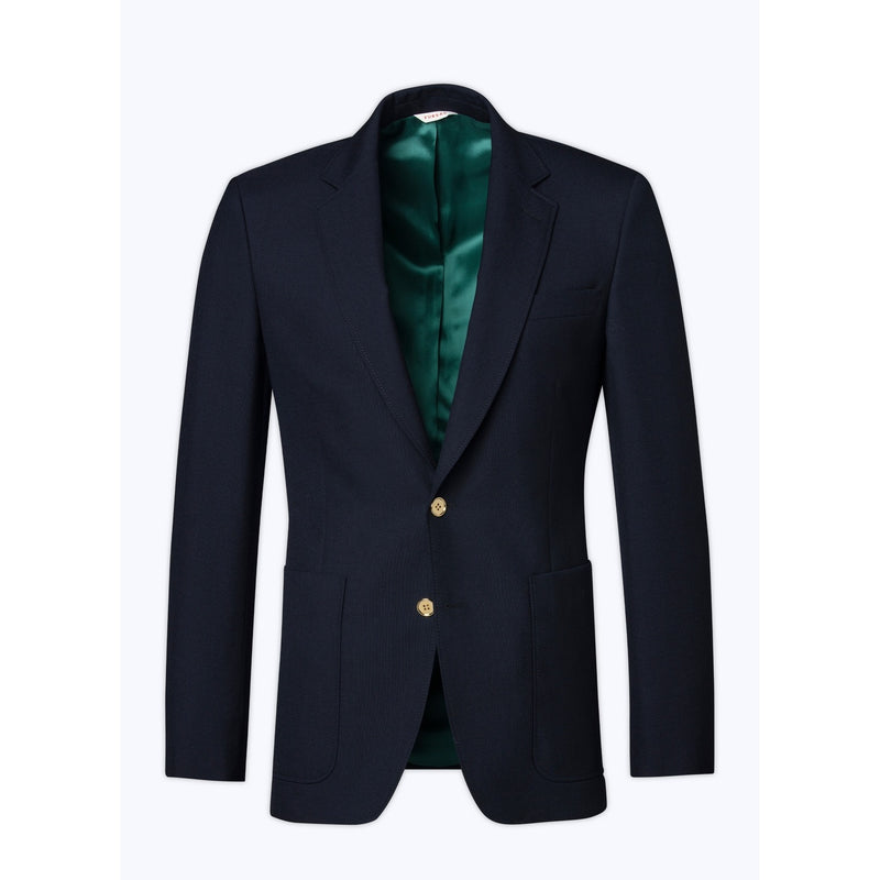 Blazer En Toile De Laine Bleu Marine - Bleu