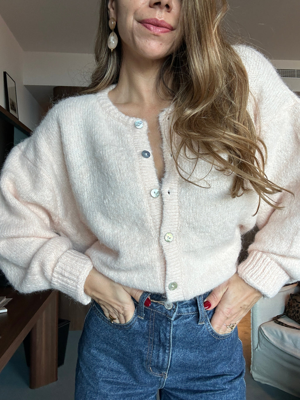 Kardigan Charlie pudrowy róż