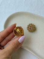Boucles D’Oreilles Carven Vintage - Strass Et Cabochons Turquoises