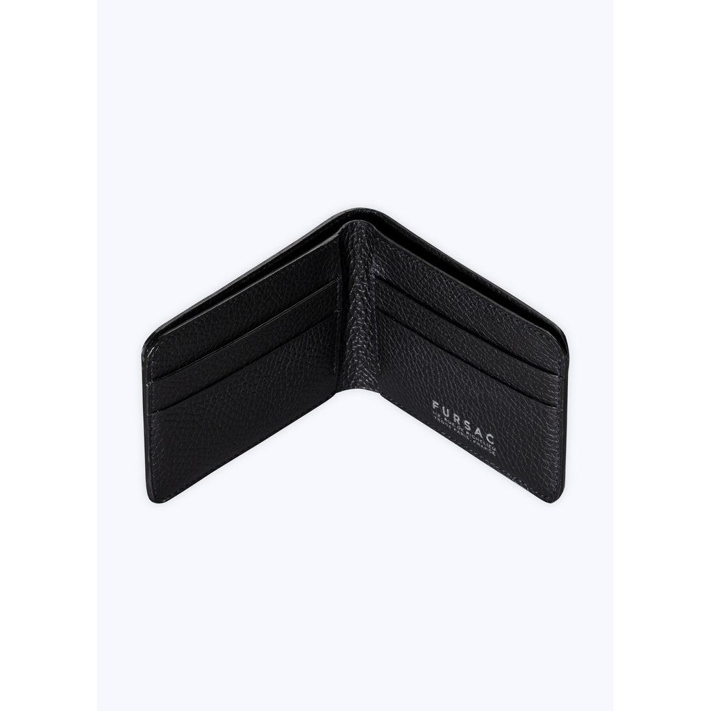 Black Grained Leather Wallet - Black