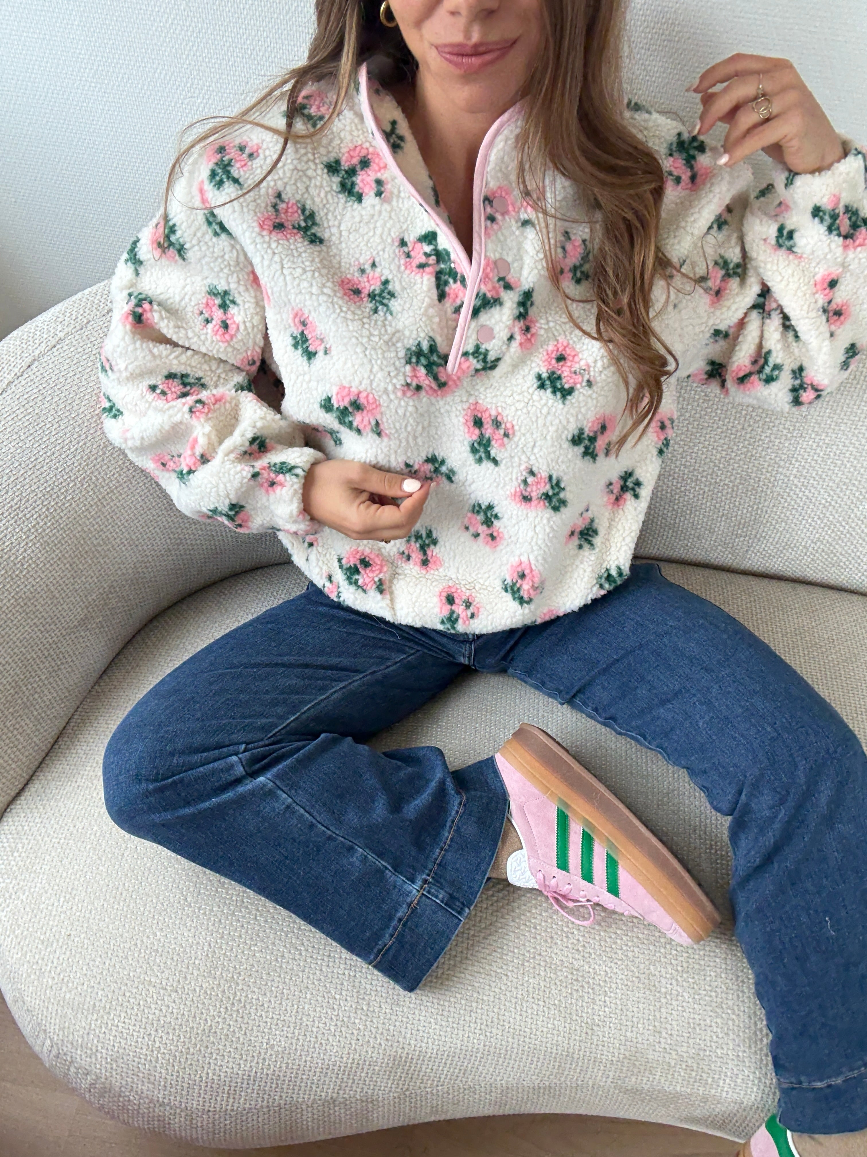 Veste moumoute fleurie Lisa