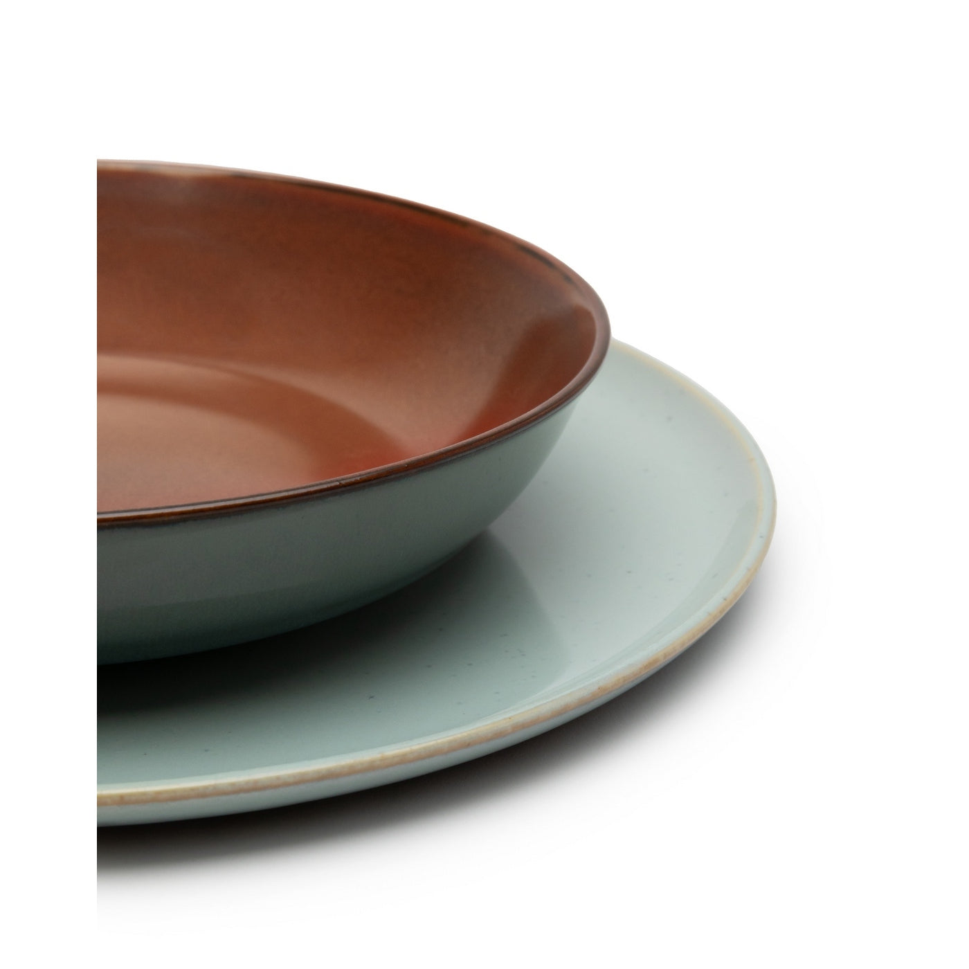Terres De Rêves - 4 Assiettes Creuses S - Smoky Blue/Rust - Anita Le Grelle