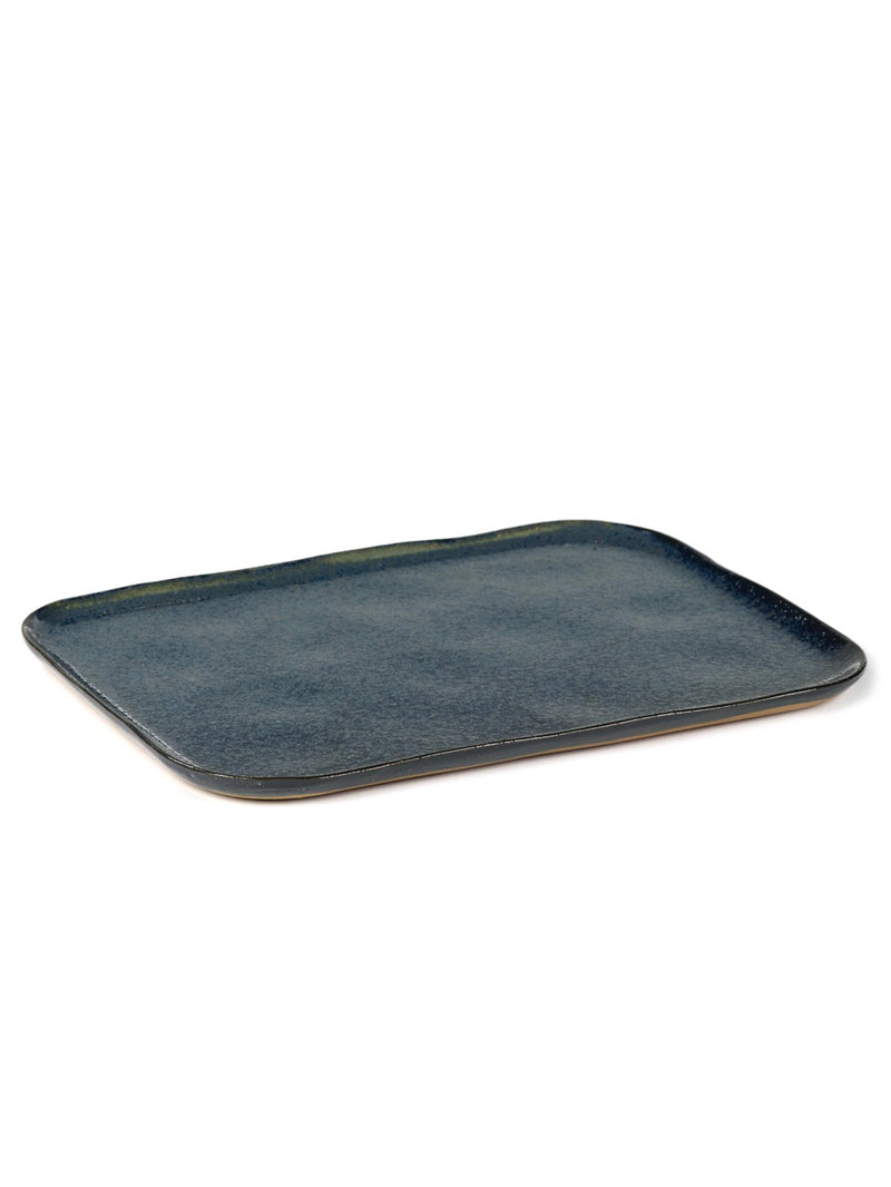 Lot De 4 Assiettes Rectangulaires N°1 - XL - Bleu & Gris