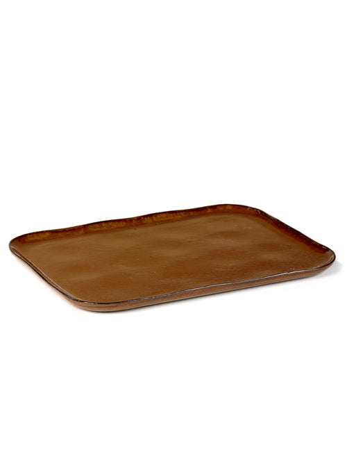 Lot De 4 Assiettes Rectangulaires N°1 - XL - Ocre & Brun