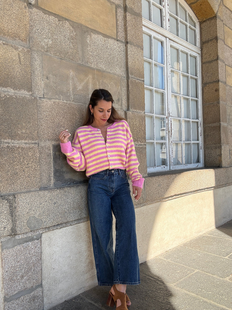 Pink And Yellow Solela Cardigan