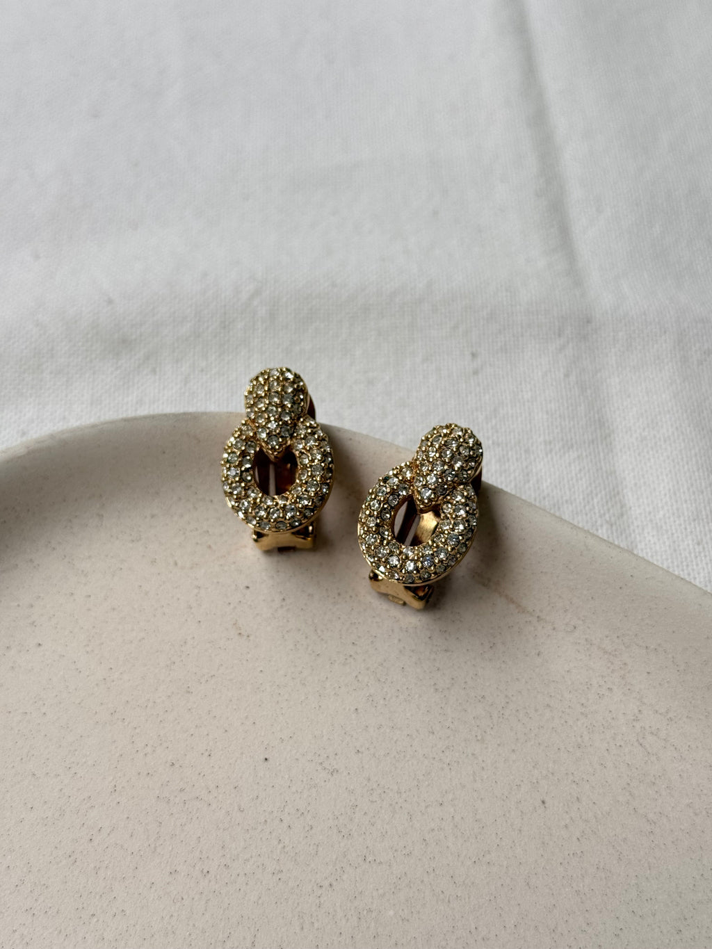 Pendientes Christian Dior Vintage - Eslabón Con Pavado De Strass