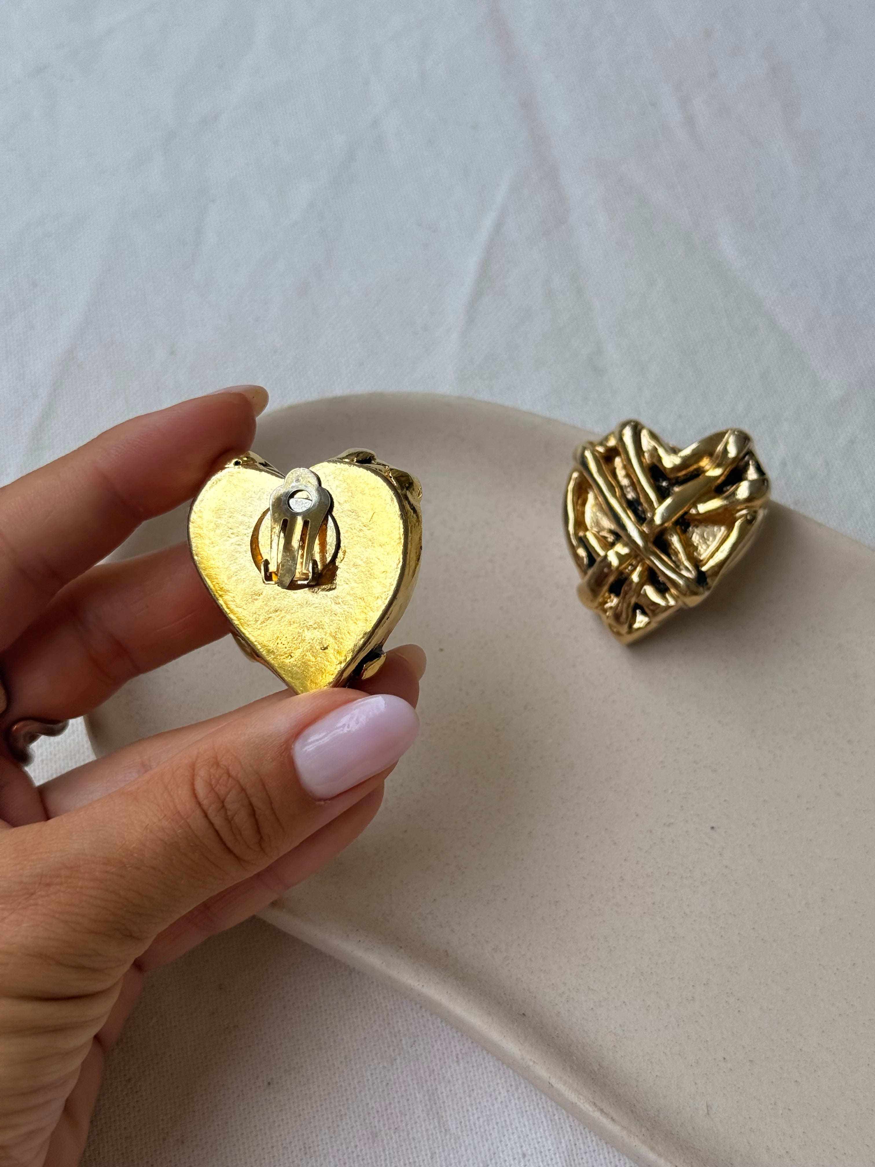 Boucles D’Oreilles Vintage - Cœurs Xxl En Résine