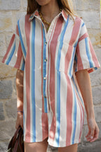 Sarah Orange/Blue Stripe Playsuit