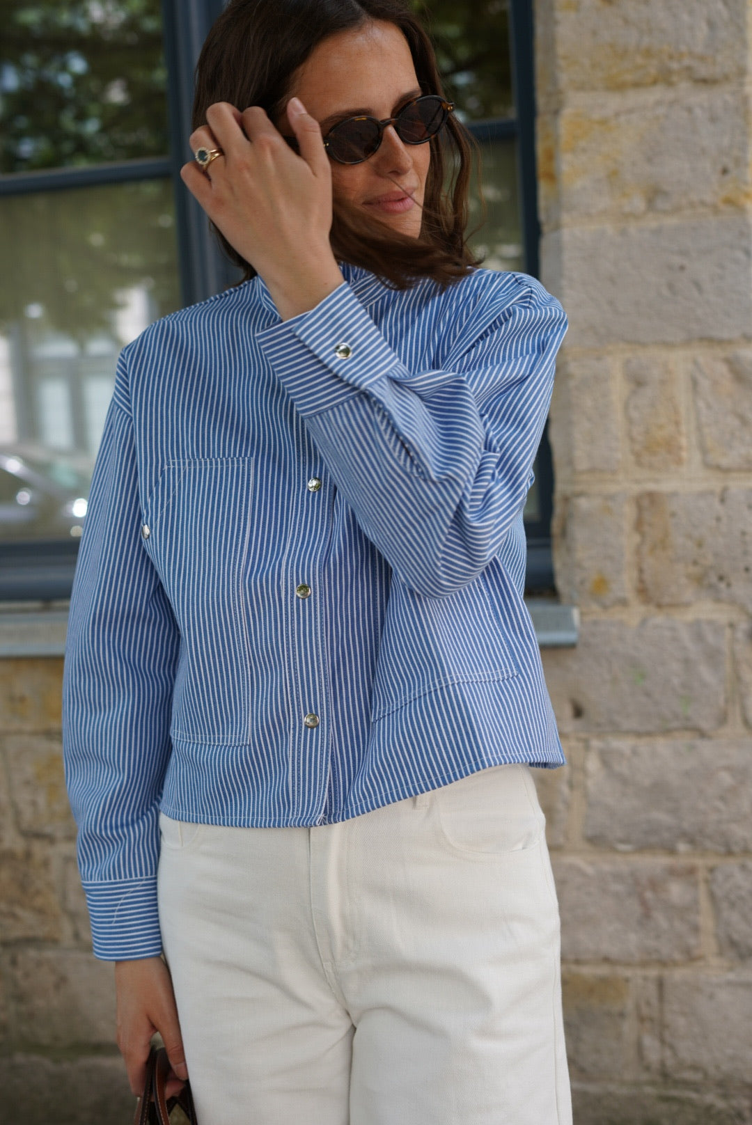 Zélie Stripe Short Jacket Blue/White