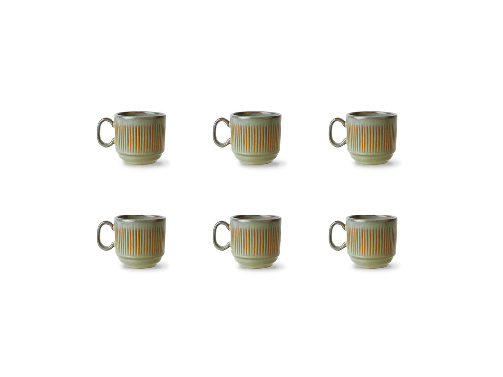 Reed - 6 Mugs - Earthenware - Reactive Forest Green