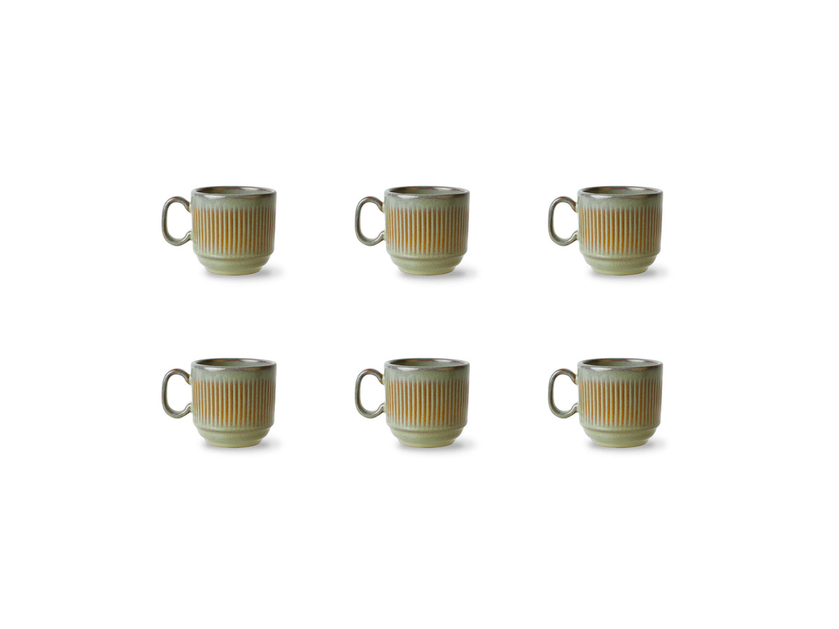 Reed - 6 Mugs - Earthenware - Reactive Forest Green
