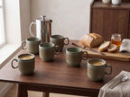 Reed - 6 Mugs - Earthenware - Reactive Forest Green