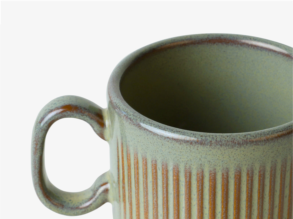 Reed - 6 Mugs - Earthenware - Reactive Forest Green