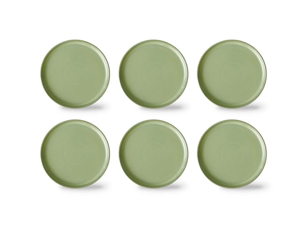Reed - 6 platos - Loza - Verde bosque con esmalte reactivo