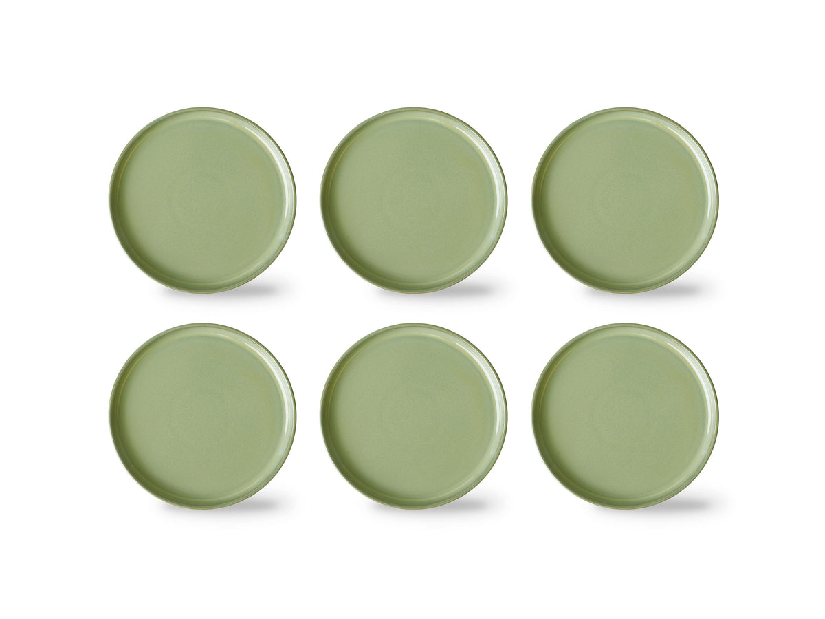 Reed - 6 platos - Loza - Verde bosque con esmalte reactivo