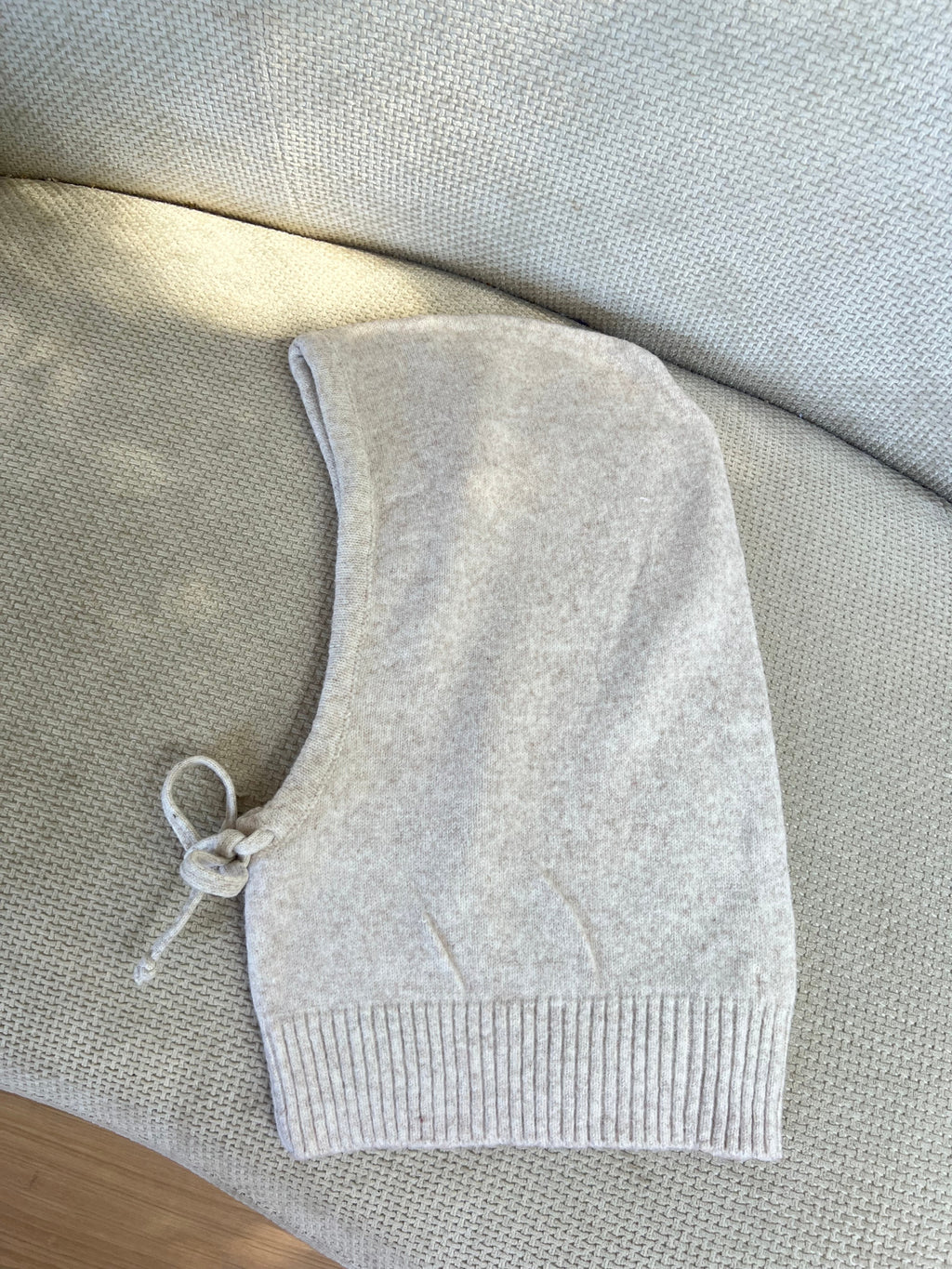 Beige wool and cashmere balaclava