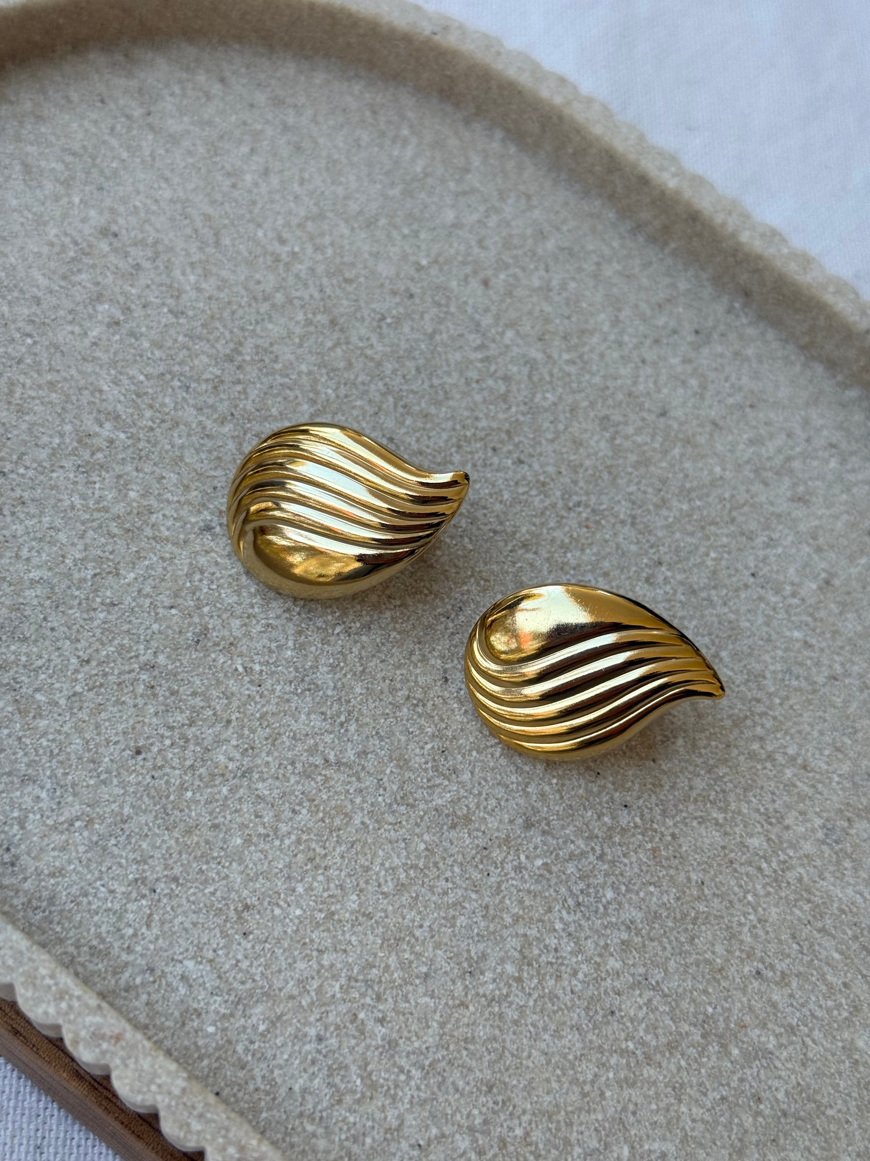 Pendientes Napier Vintage - Gotas Esculpidas Doradas