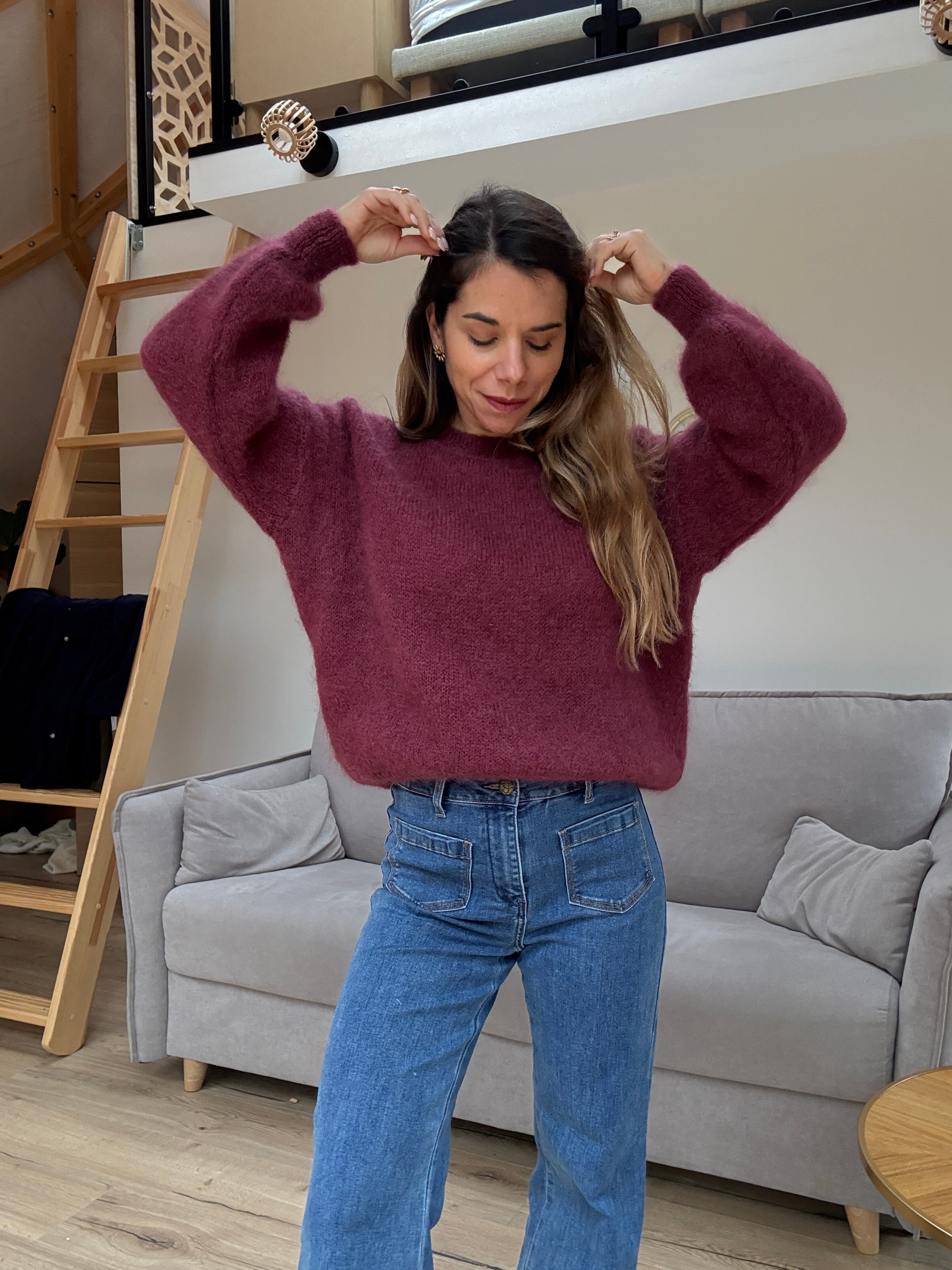 Maille En Mohair Et Laine Gaia Bordeaux