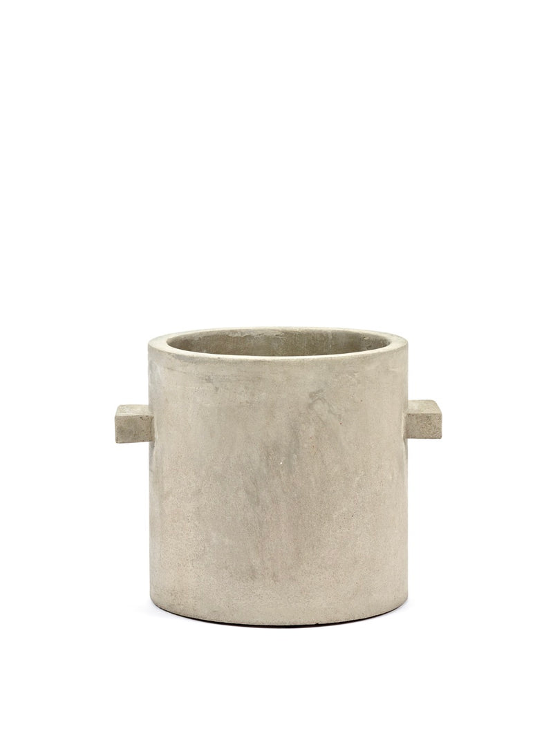 Lot De 2 Pots De Fleur - Béton - Rond Naturel - M - Gris