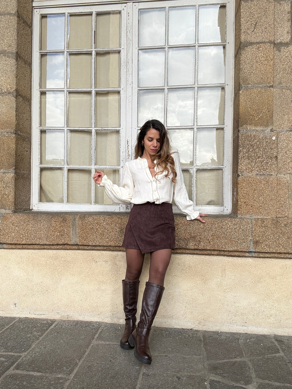 Selena Chocolate Suede Short Skirt