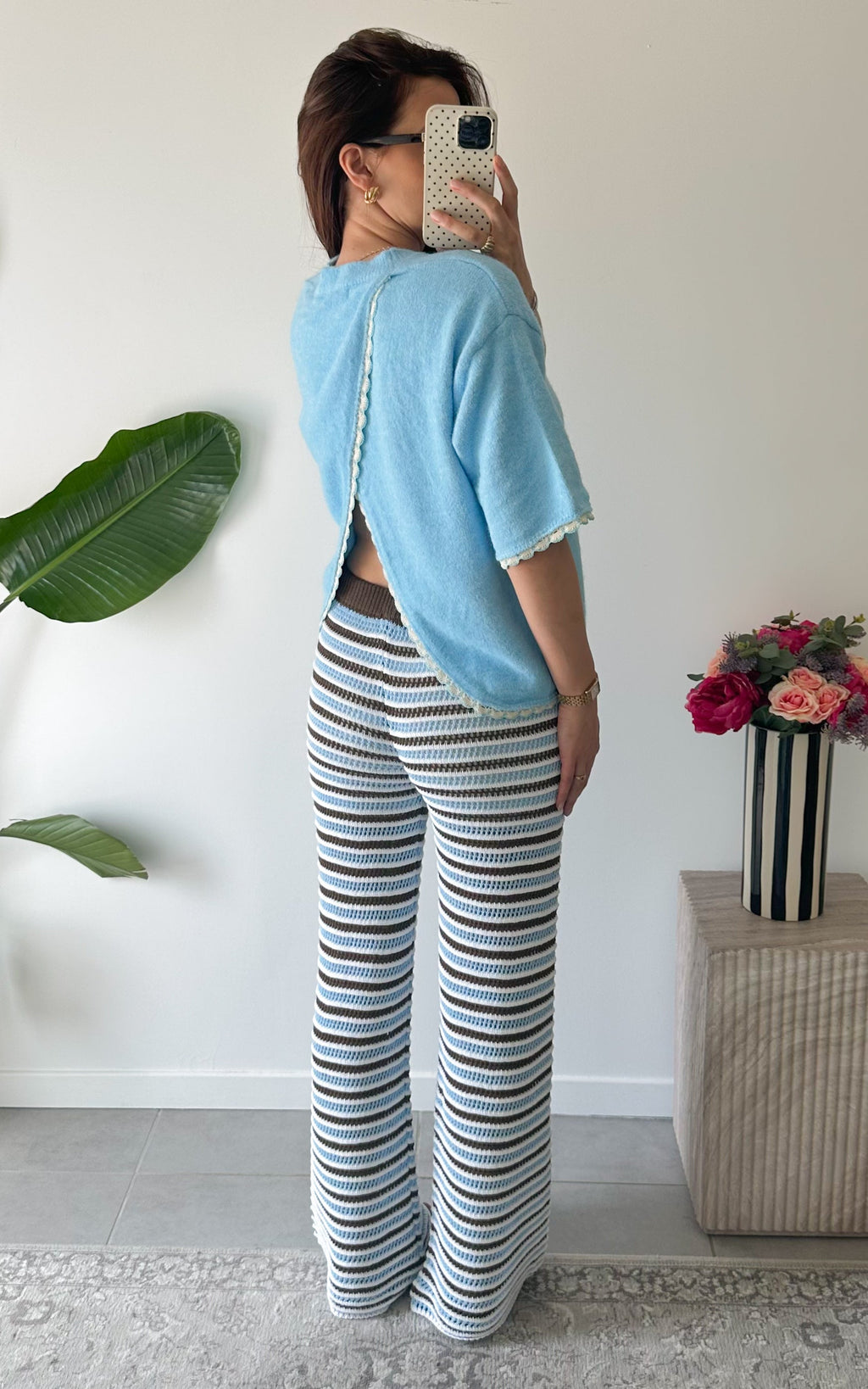 Pantalón Crochet Sirmione - Azul y Crudo