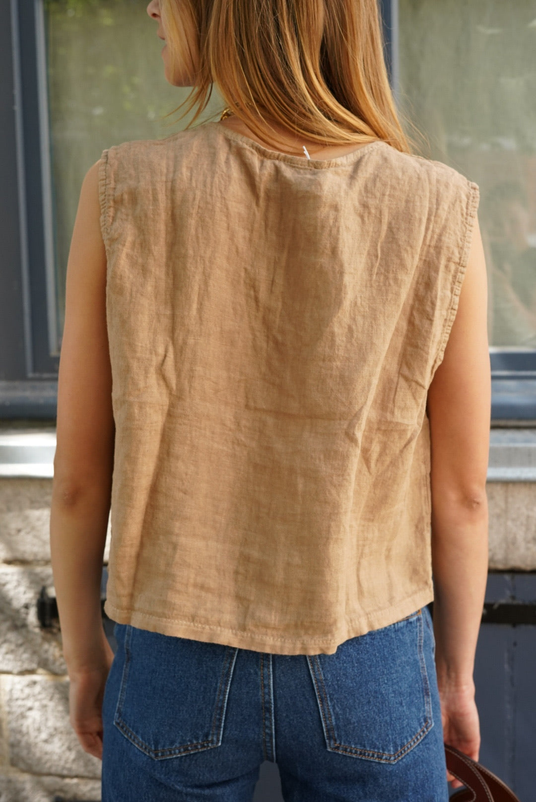 Abel Linen Sleeveless Top Camel