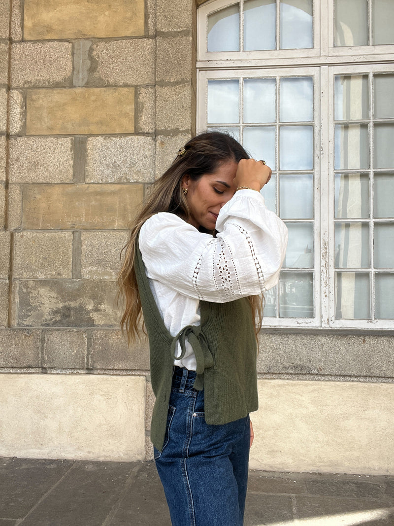 Pull Sans Manches À Nœuds Kaki Valentine