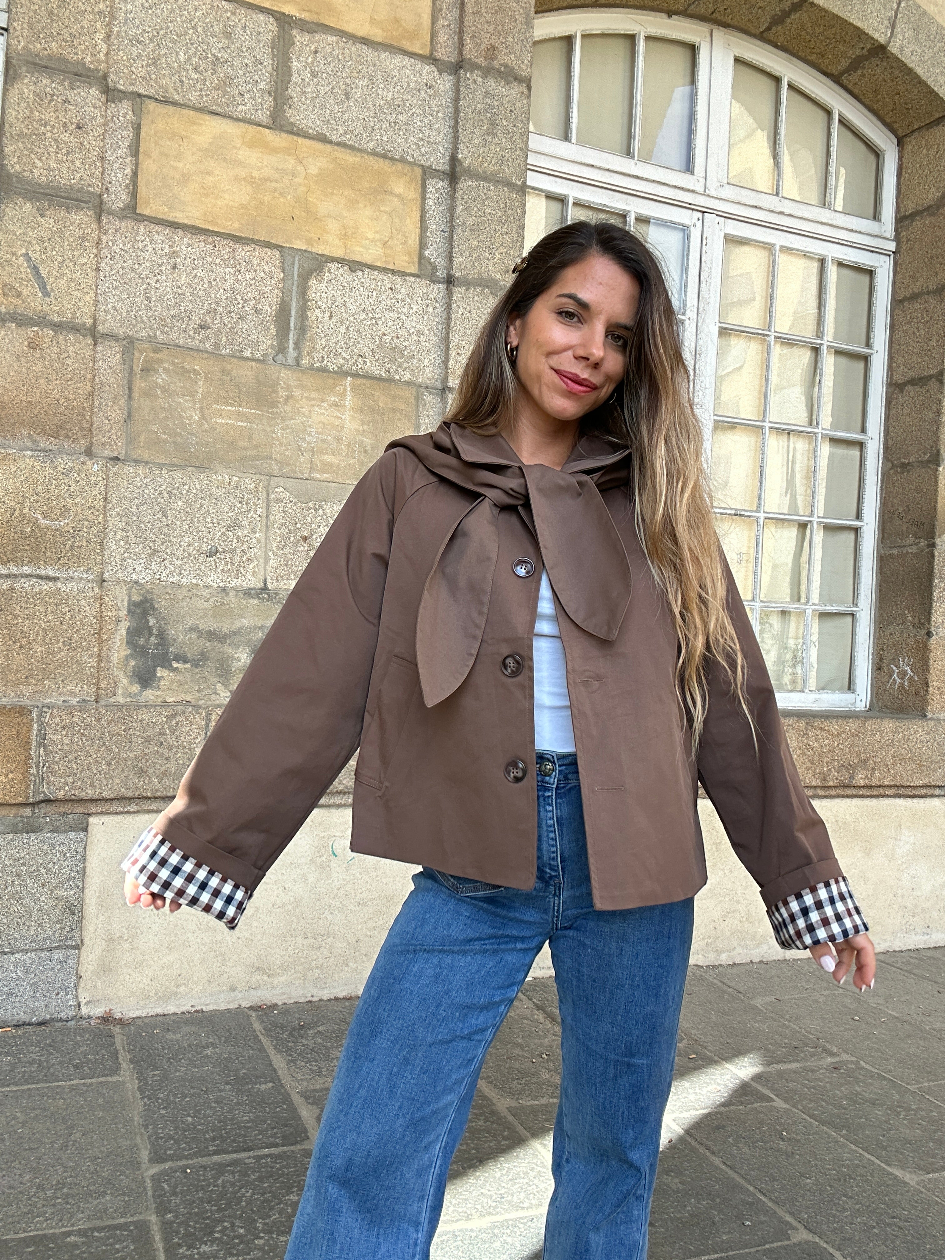 Veste à capuche amovible Garance chocolat