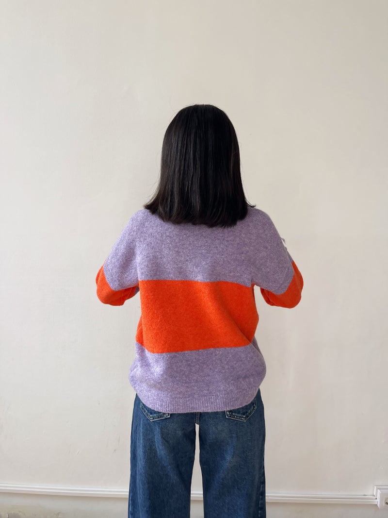 Pull Paola Orange Et Lilas