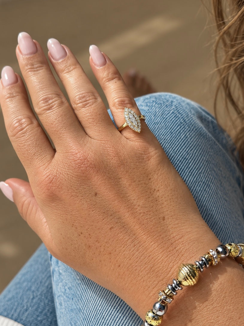Bague Petite Marquise Ajustable - Doré Ou Argent