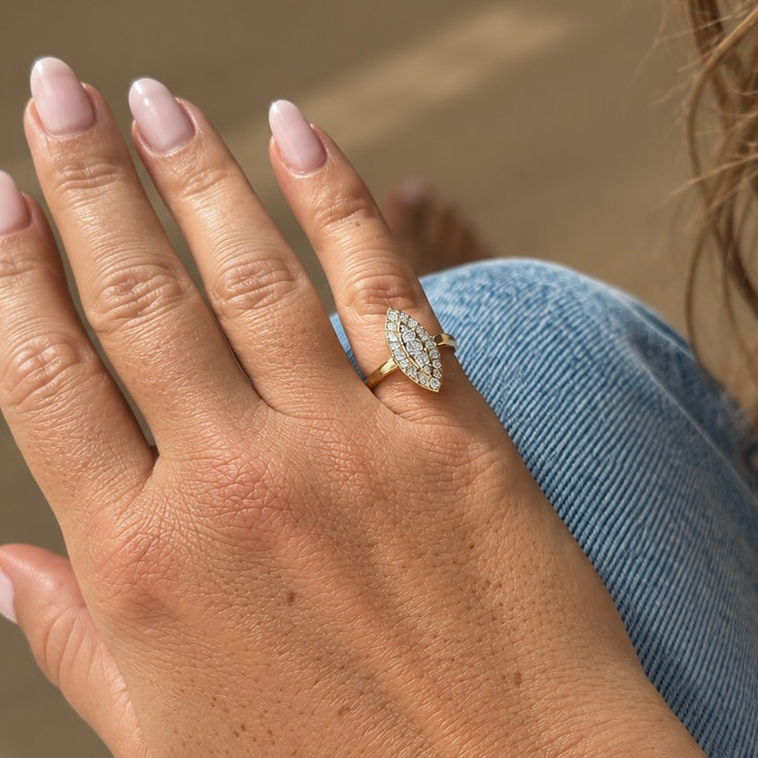 Bague Petite Marquise Ajustable - Doré Ou Argent