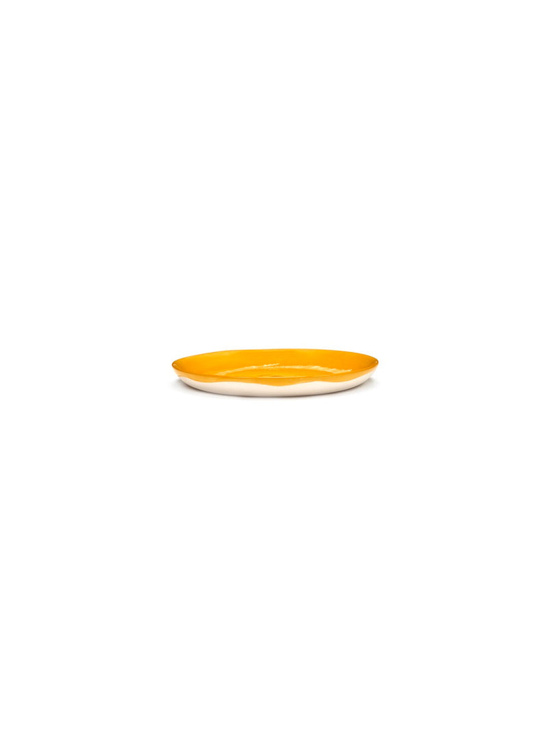 Set Of 2 Plates S - Yellow Stripes - White Feast - By Ottolenghi