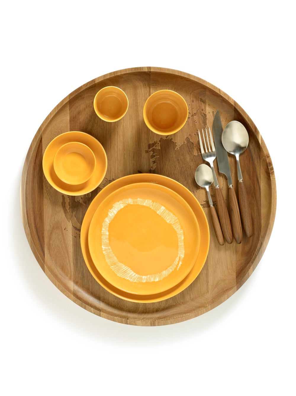 Set of 2 S Plates - Yellow Stripes - White Feast - By Ottolenghi