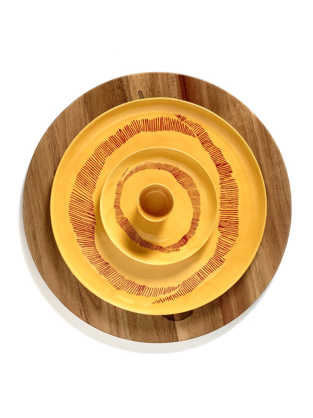 Set Of 2 Plates S - Yellow Stripes - Red Feast - By Ottolenghi