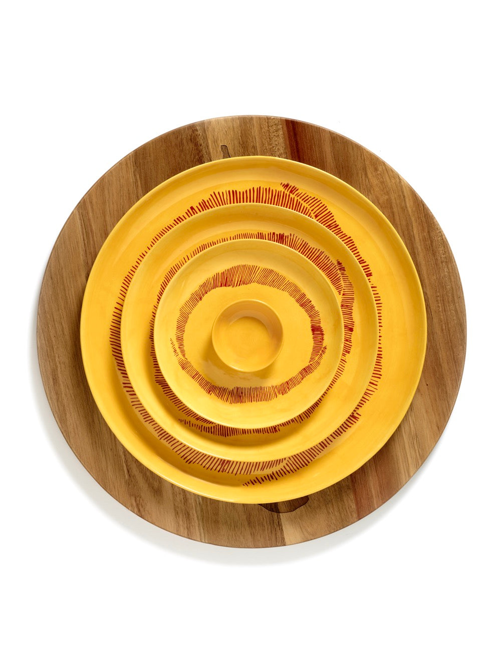 Set Of 2 Plates S - Yellow Stripes - Red Feast - By Ottolenghi