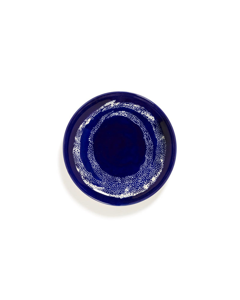 Set Of 2 Plates S - Dark Blue Dots - White Feast - By Ottolenghi