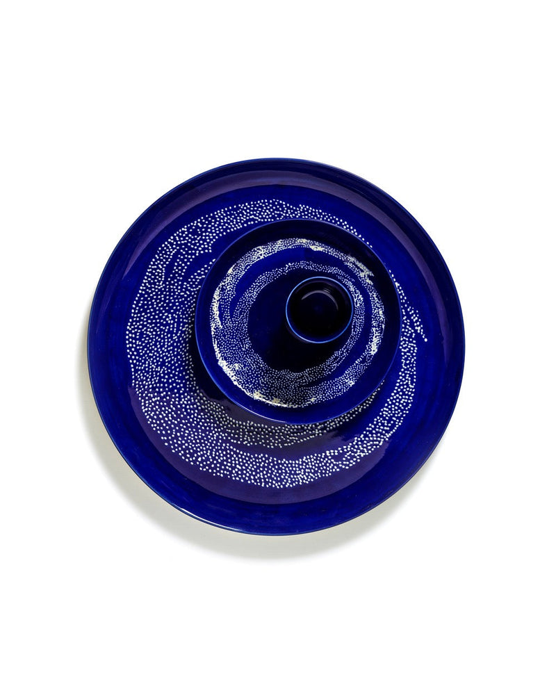 Set Of 2 Plates S - Dark Blue Dots - White Feast - By Ottolenghi