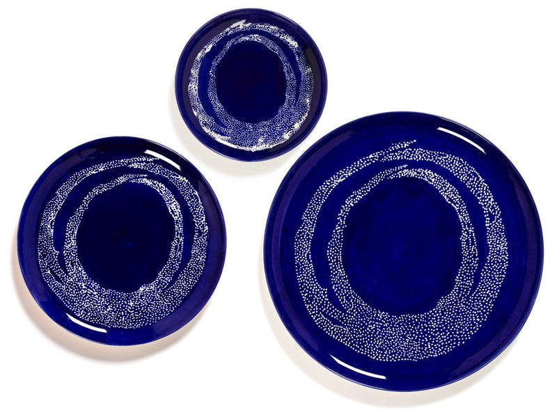 Set Of 2 Plates S - Dark Blue Dots - White Feast - By Ottolenghi