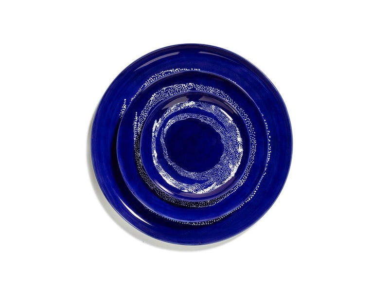 Set Of 2 Plates S - Dark Blue Dots - White Feast - By Ottolenghi