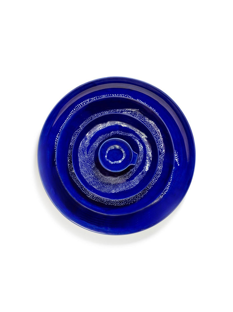 Set Of 2 Plates S - Dark Blue Dots - White Feast - By Ottolenghi