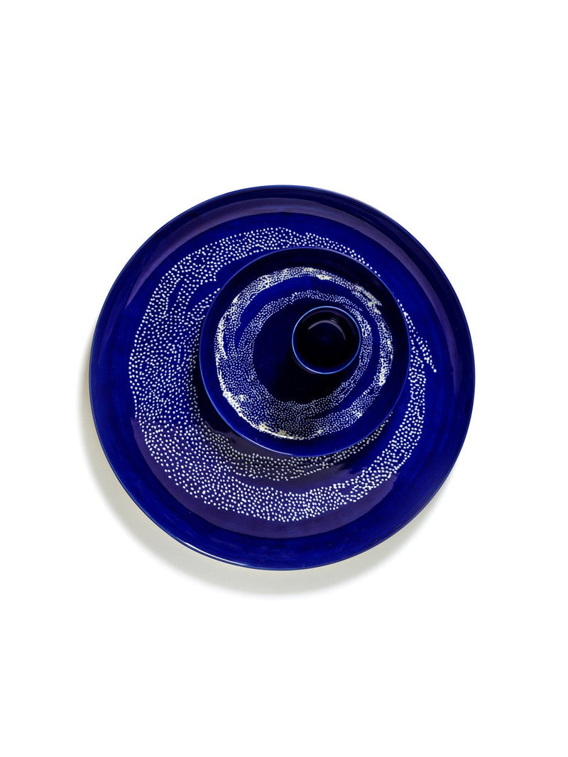 Set Of 2 Plates S - Dark Blue Dots - White Feast - By Ottolenghi