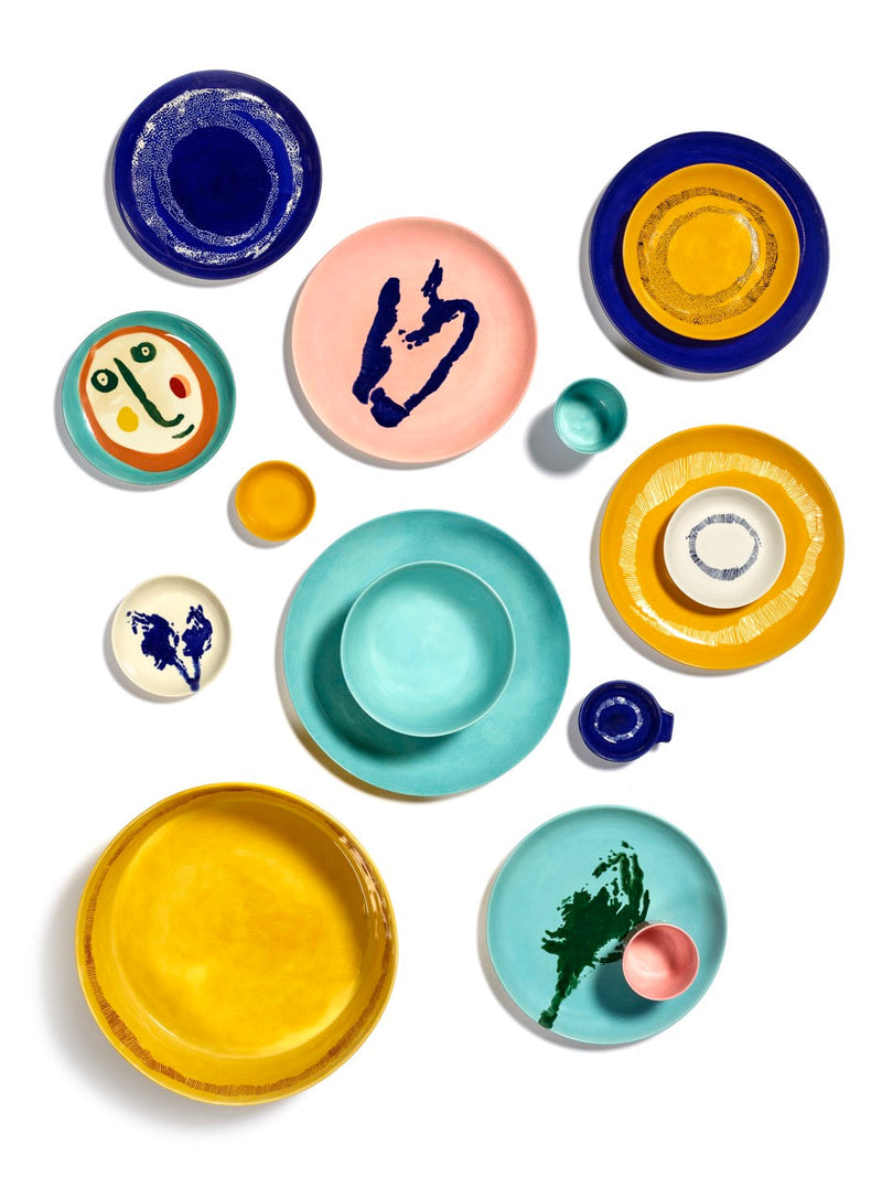 Set Of 2 Plates S - Dark Blue Dots - White Feast - By Ottolenghi