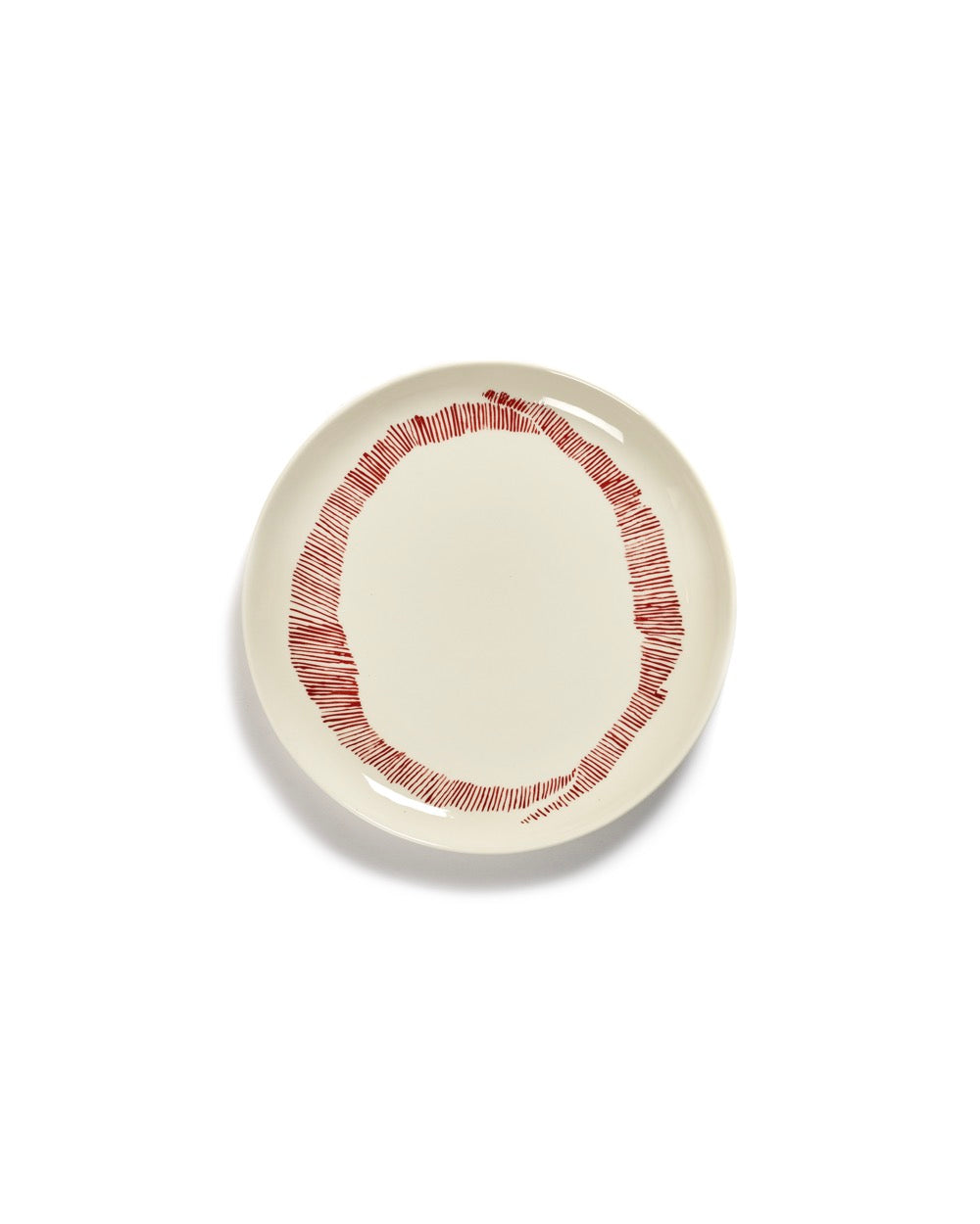 Set of 2 Plates M - White Stripes - Red Feast - By Ottolenghi