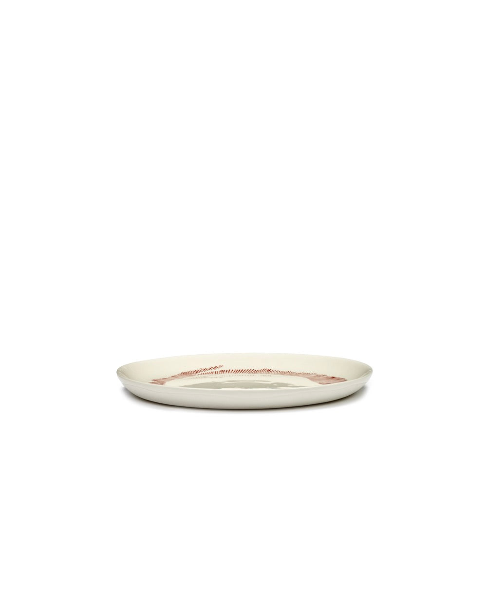 Set of 2 Plates M - White Stripes - Red Feast - By Ottolenghi