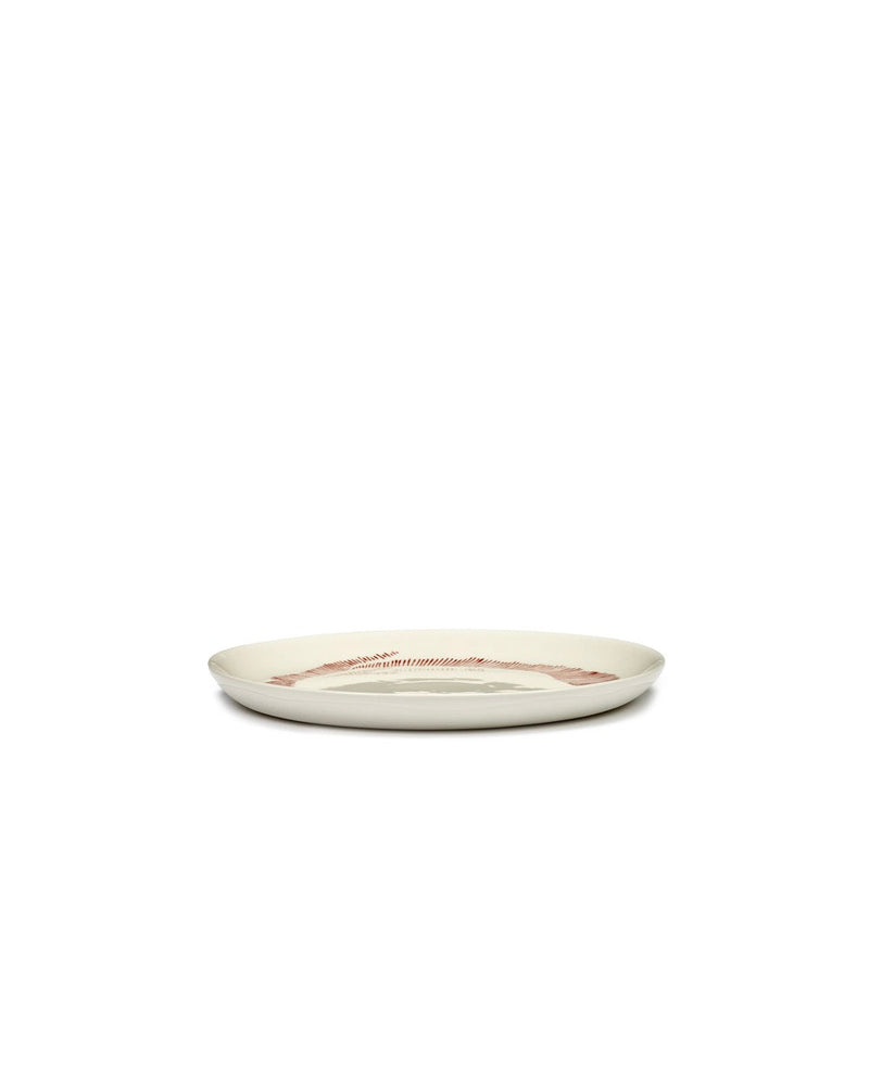 Lot De 2 Assiettes M - Blanche Stripes - Rouge Feast - By Ottolenghi