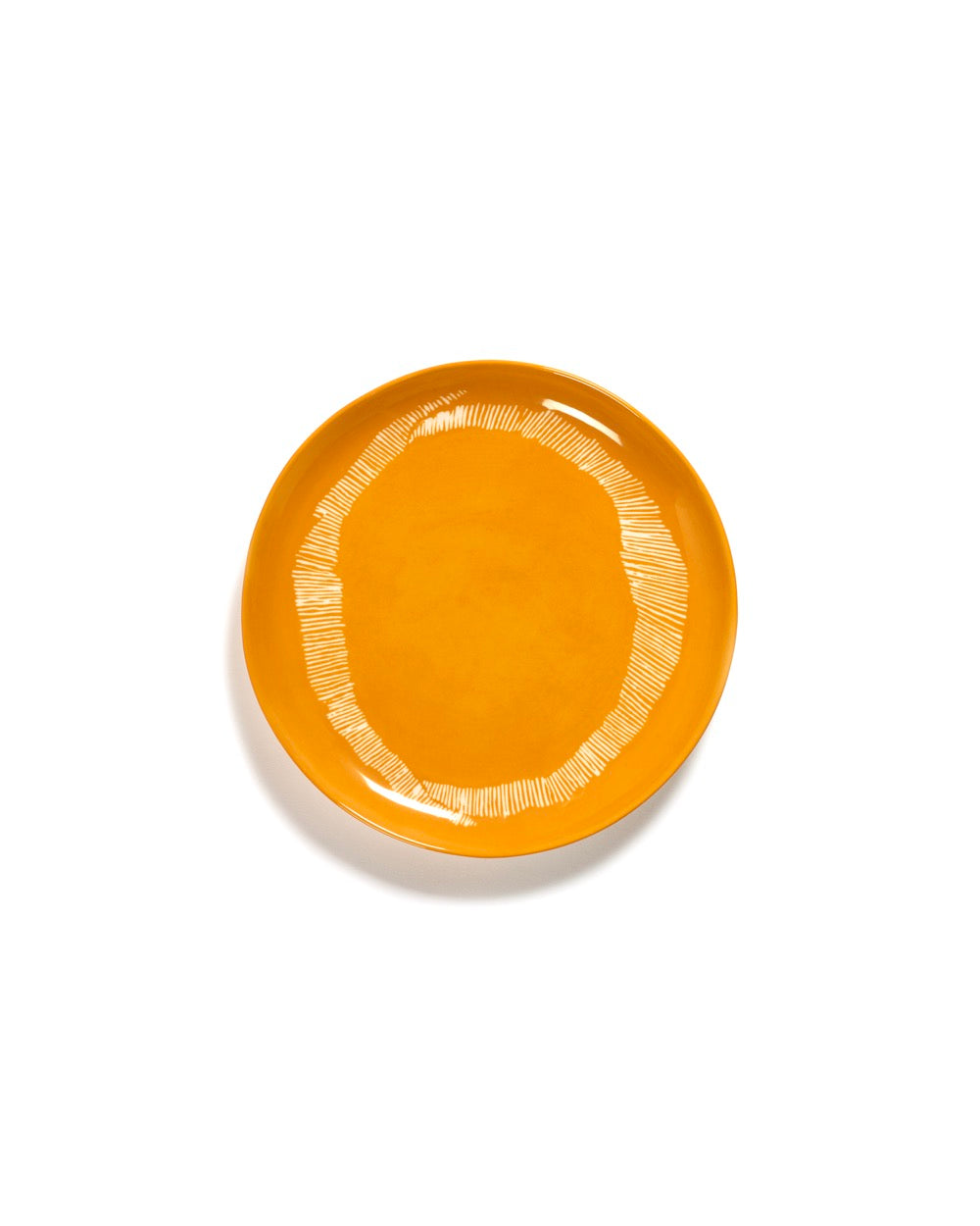 Set of 2 M Plates - Yellow Stripes - White Feast - By Ottolenghi
