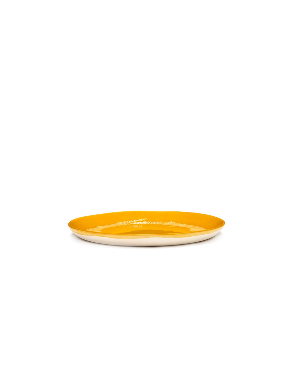 Set of 2 M Plates - Yellow Stripes - White Feast - By Ottolenghi